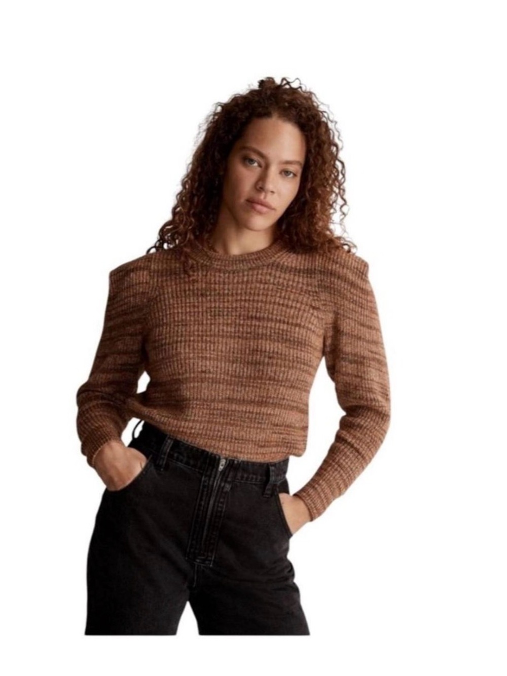 Madewell Prentiss Space-Dyed Wool Blend Shoulder Pleat Sweater XL
